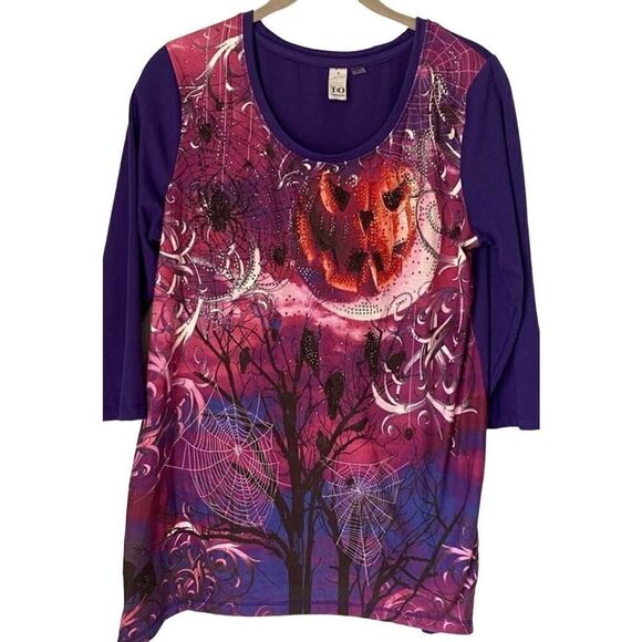 Thomas & Olivia, Tops - Thomas & Olivia, Halloween holiday rhinestone spider, pumpkin,bat top s/sm